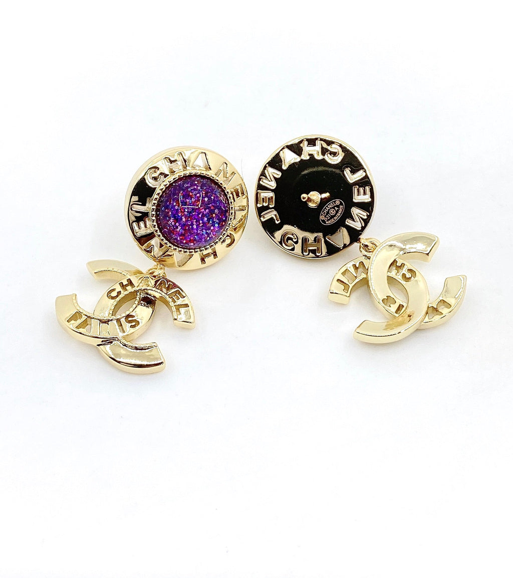 18K  Chanel Purple Crystals Earrings