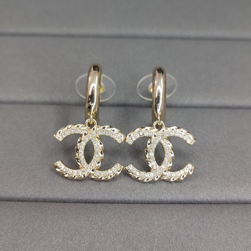 18K  Chanel Diamond Pendant Earrings