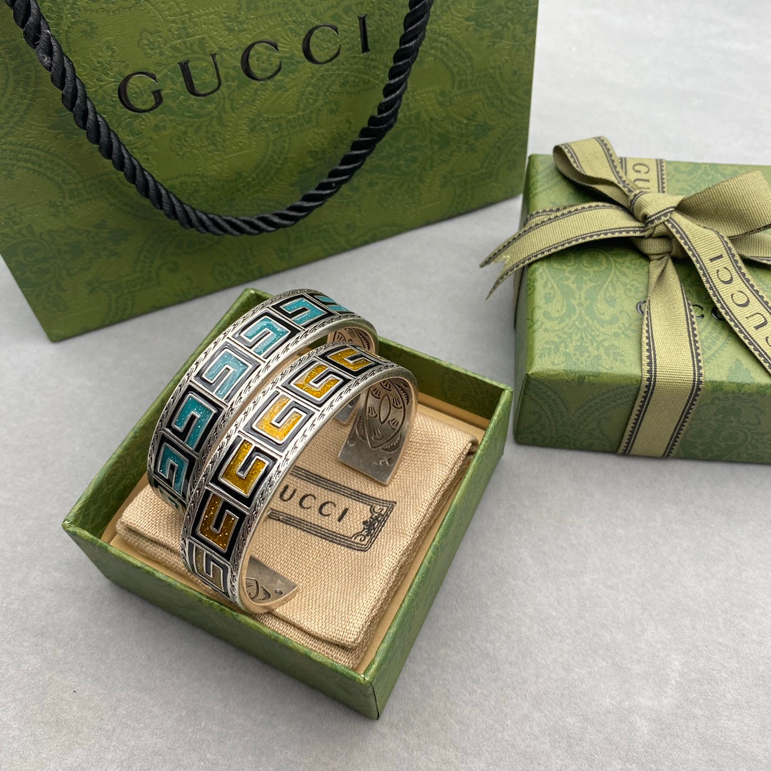 Double Gucci Cube Yellow Wide Bracelet