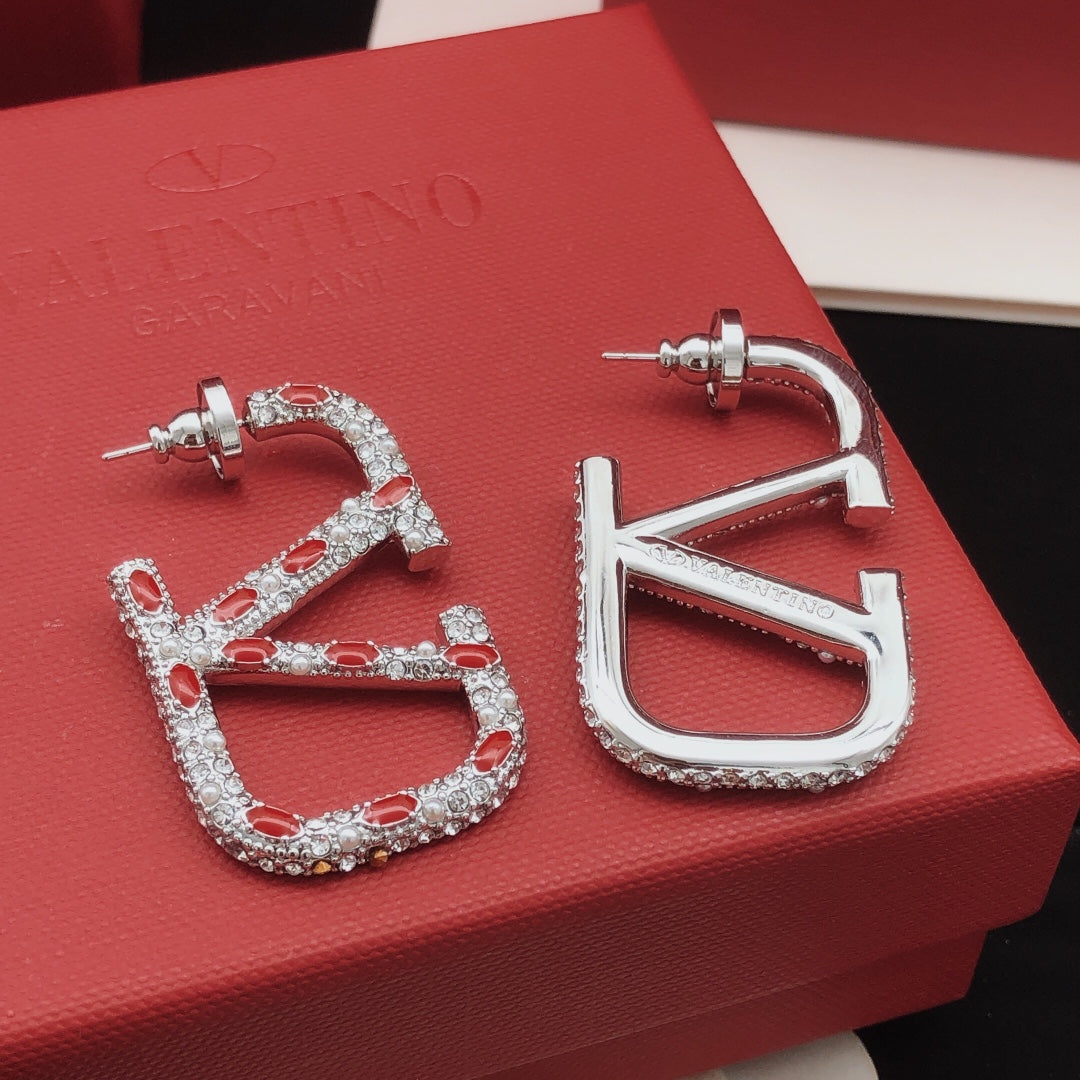 18K Valentino Red Crystal Earrings