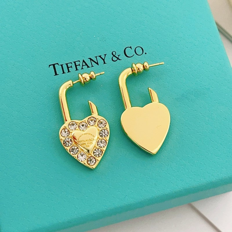 18K Tiffany Diamond Heart Earrings