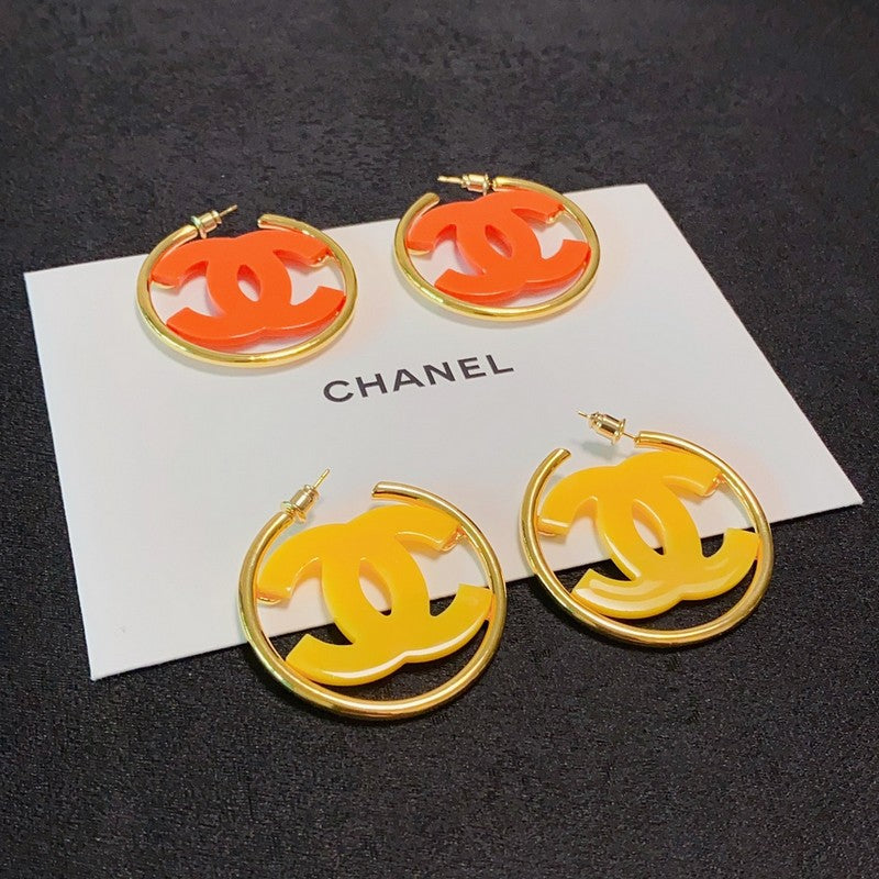 18K  Chanel Color Logo Earrings