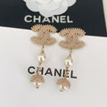18K  Chanel Pearl Crystals Earrings