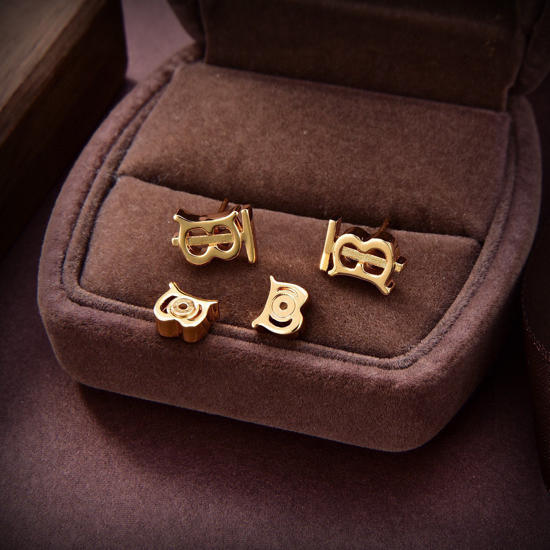 18K Balenciaga Logo Earrings