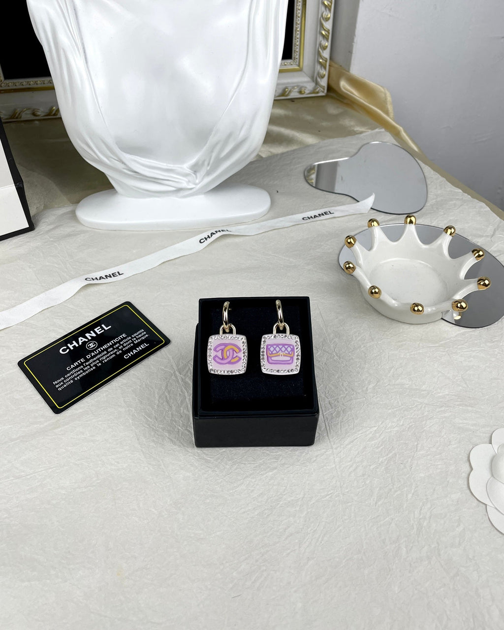 18K  Chanel Pink Bottle Earrings