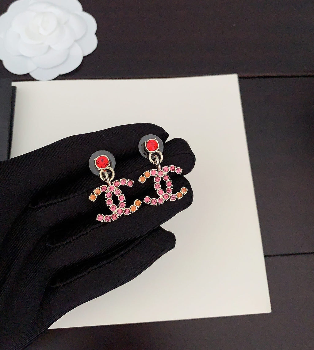 18K  Chanel Pink Crystals Earrings