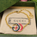 18K Double Gucci Pink & Black Logo Bracelet