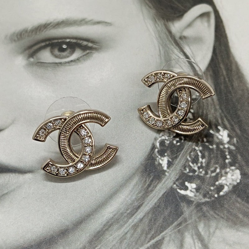 18K  Chanel Vintage Diamond Gold Earrings