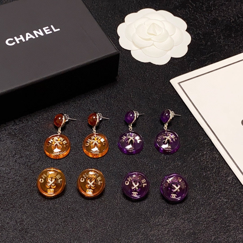 18K  Chanel Orange Pendant Earrings