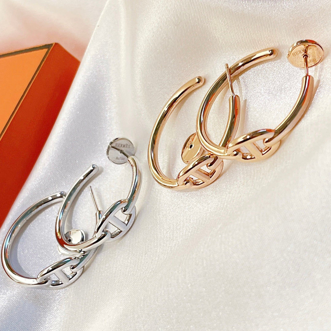 18K Chaine D'Ancre Hermes Earrings