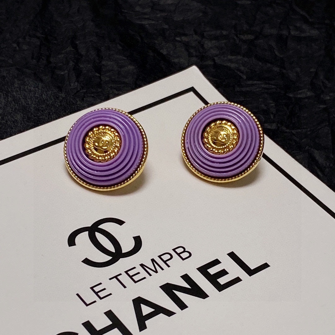 18K  Chanel Purple Resin Earrings