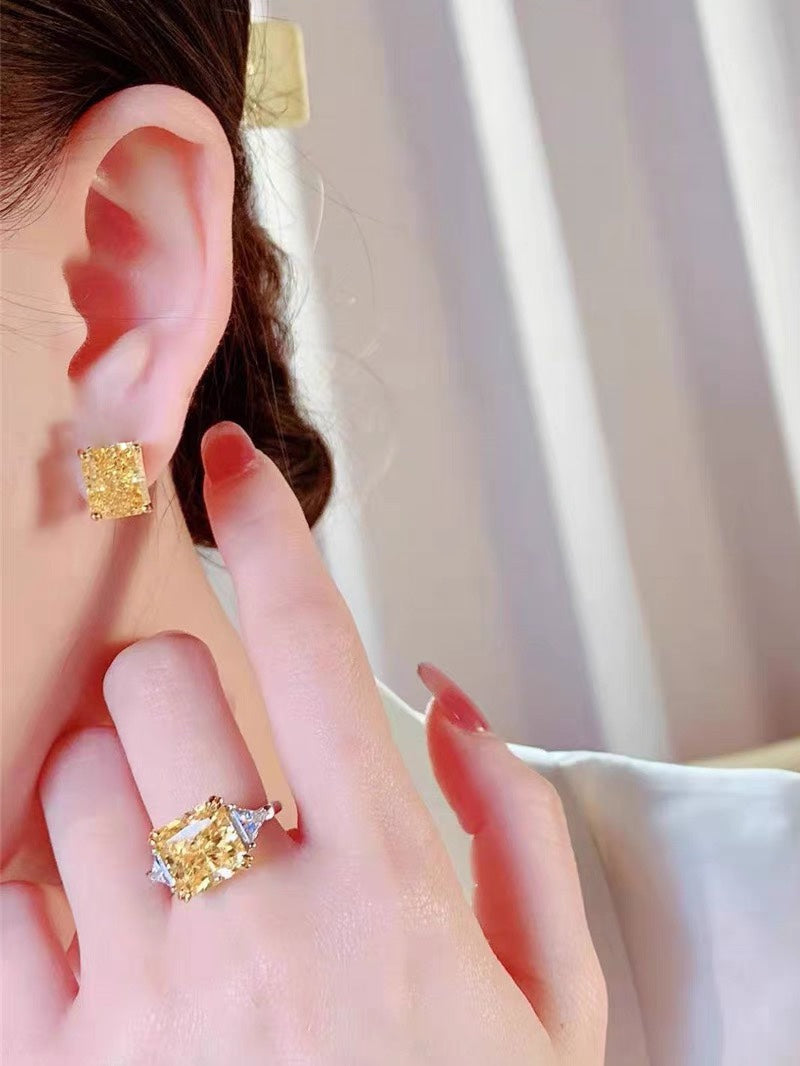 18K Tiffany Yellow Crystal Earrings