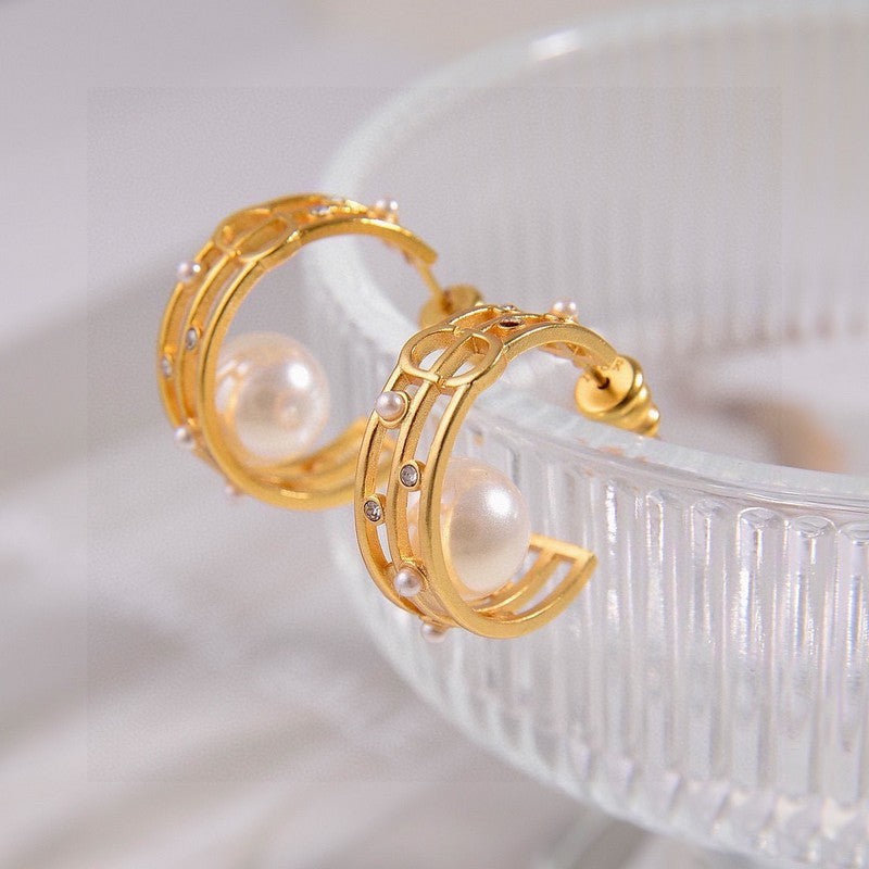 18K Dior D-Backstage Pearl Earrings