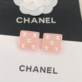 18K  Chanel Pink Resin Earrings