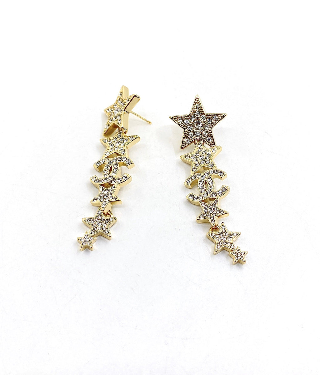 18K  Chanel Star Diamonds Pendant Earrings