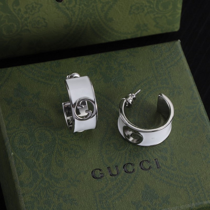 18K Double Gucci Color Enamel Earrings