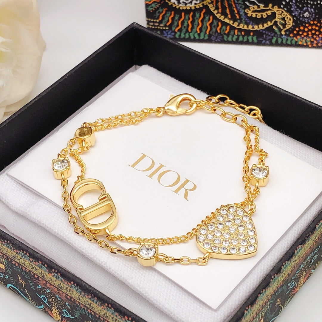 18K Petit Dior Heart Diamonds Bracelet