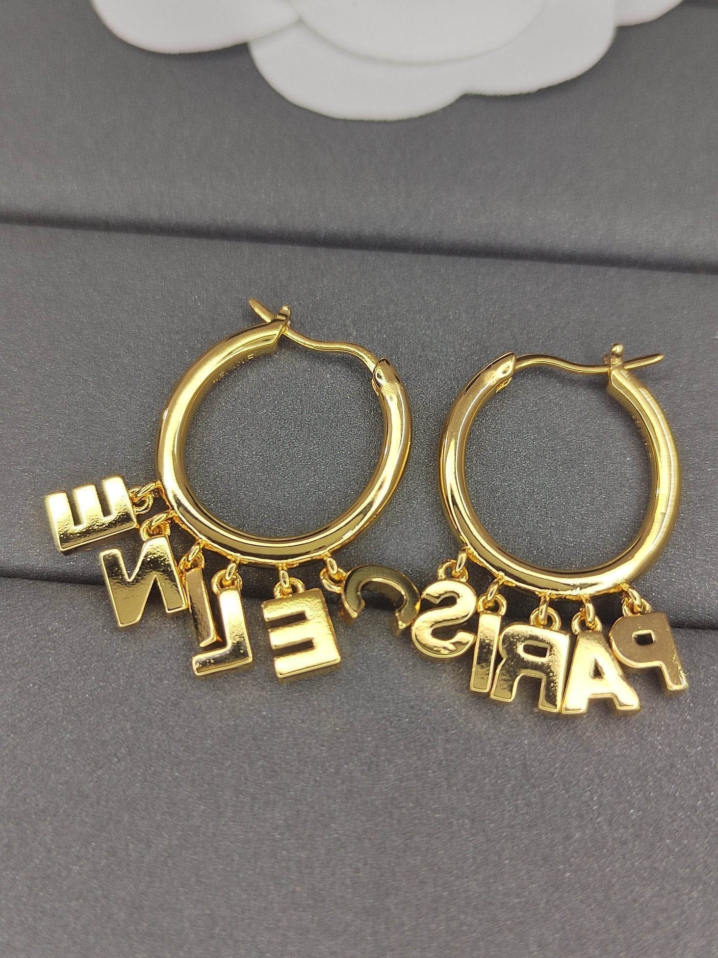 18K Celine Script Diamonds Earrings