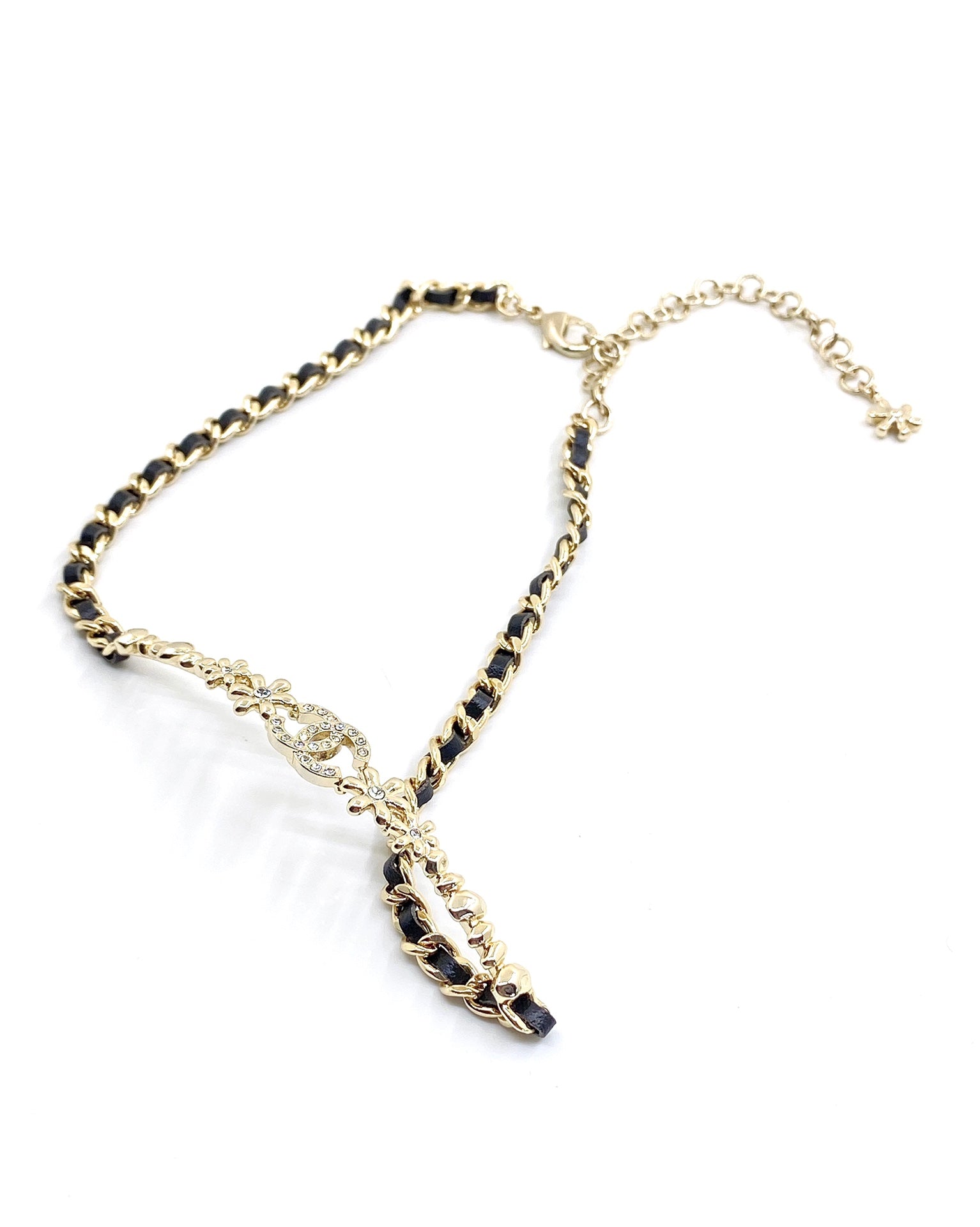 18K  Chanel Leather Choker Necklace