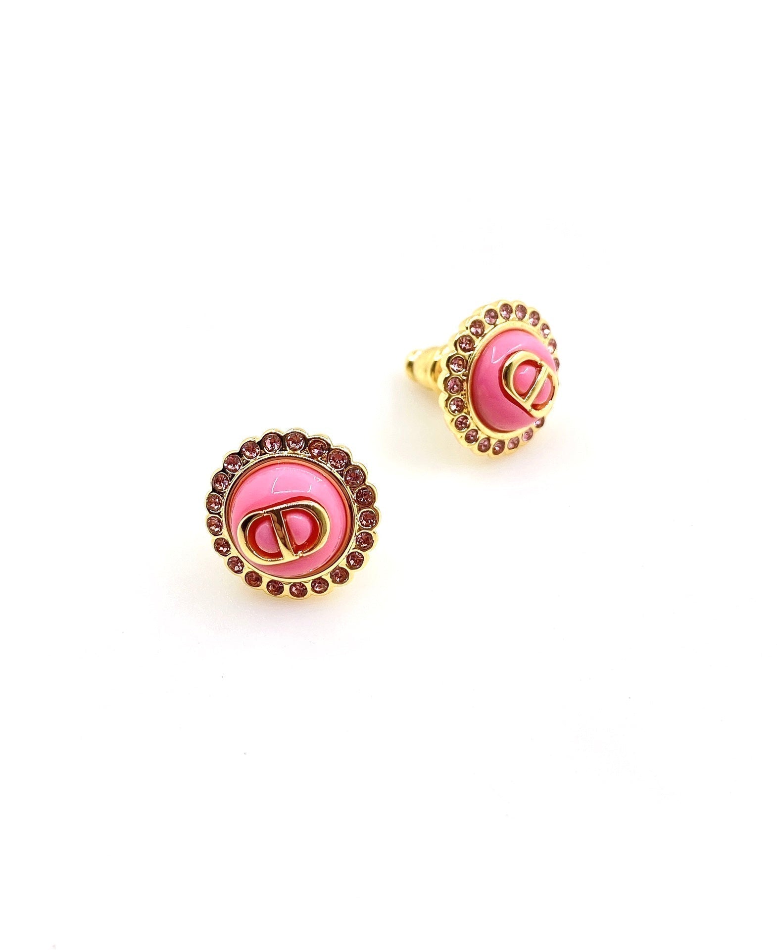 18K  Chanel Pink Crystal Earrings