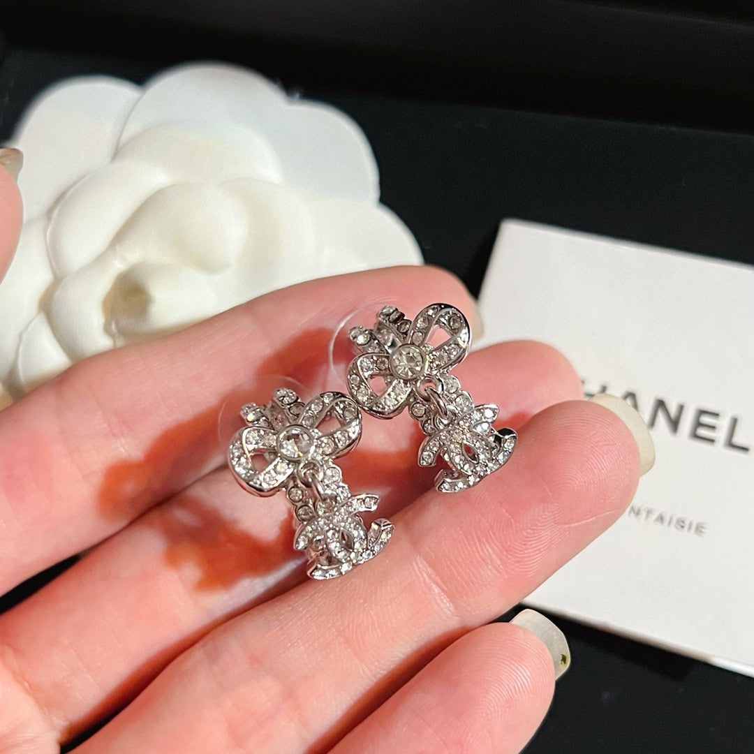 18K  Chanel Diamond Pendant Earrings