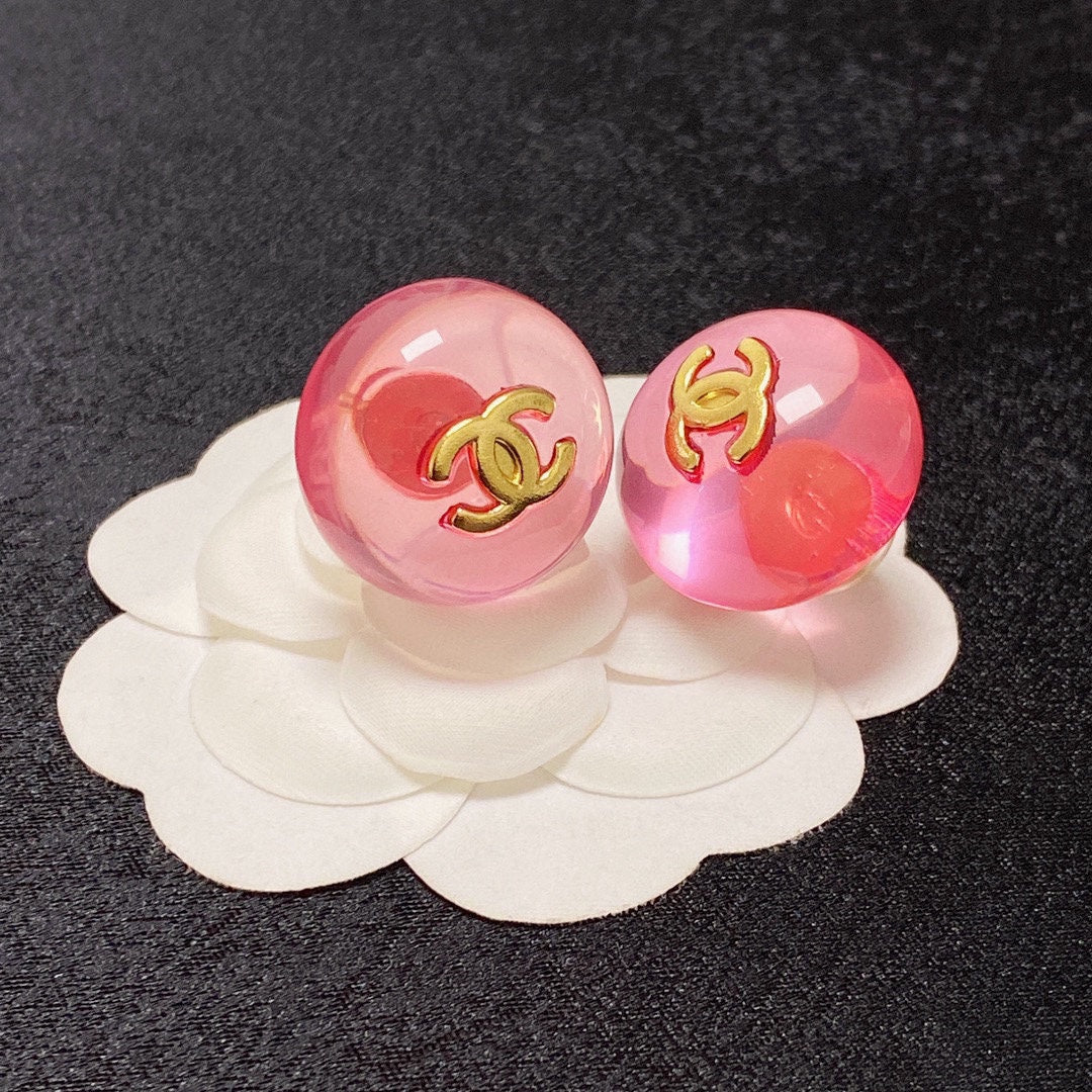 18K  Chanel Pink Crystal Earrings