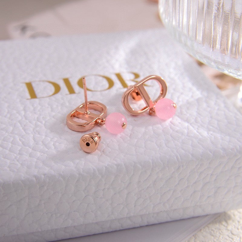 18K Petit Dior Pink Earrings