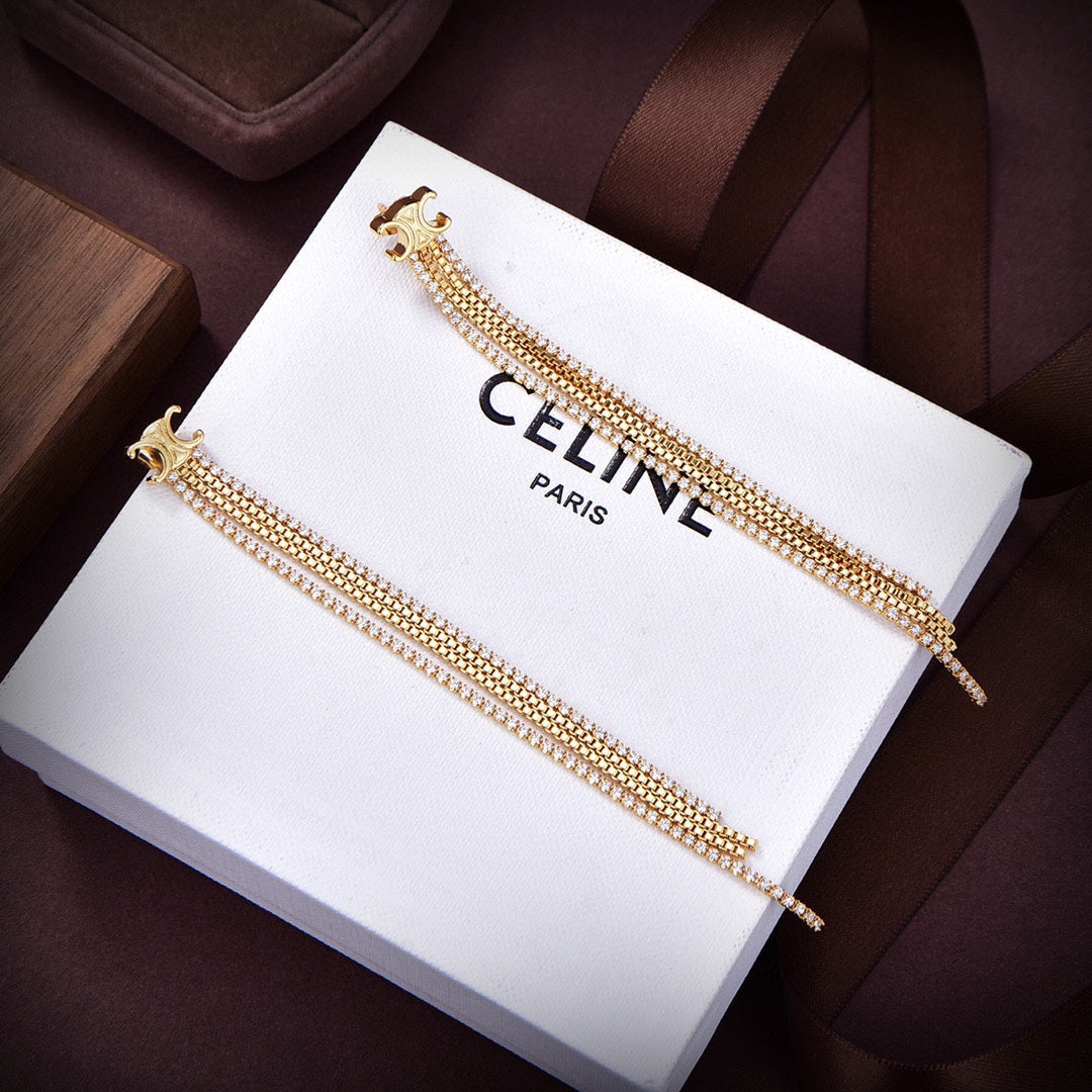 18K Celine Diamonds Long Earrings