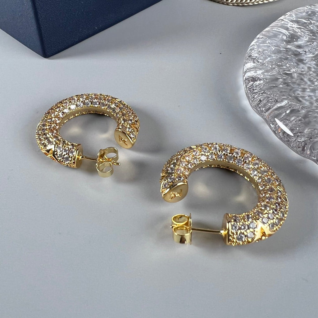 18K Louis Vuitton Circle Diamonds Earrings