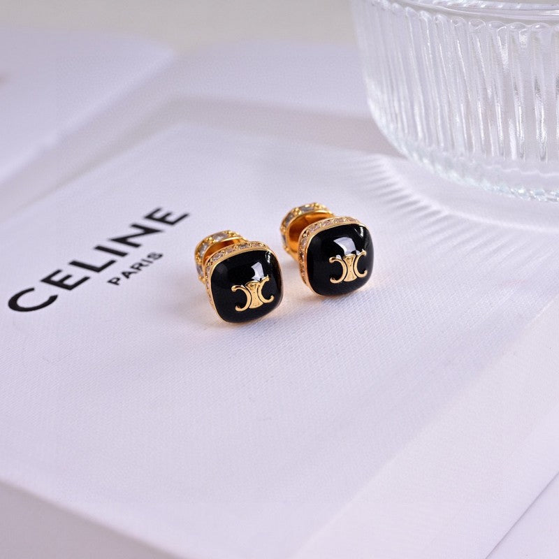 18K Celine Color Square Earrings