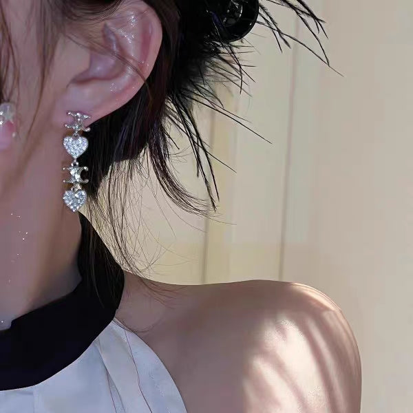 18K Celine Heart Pendant Earrings