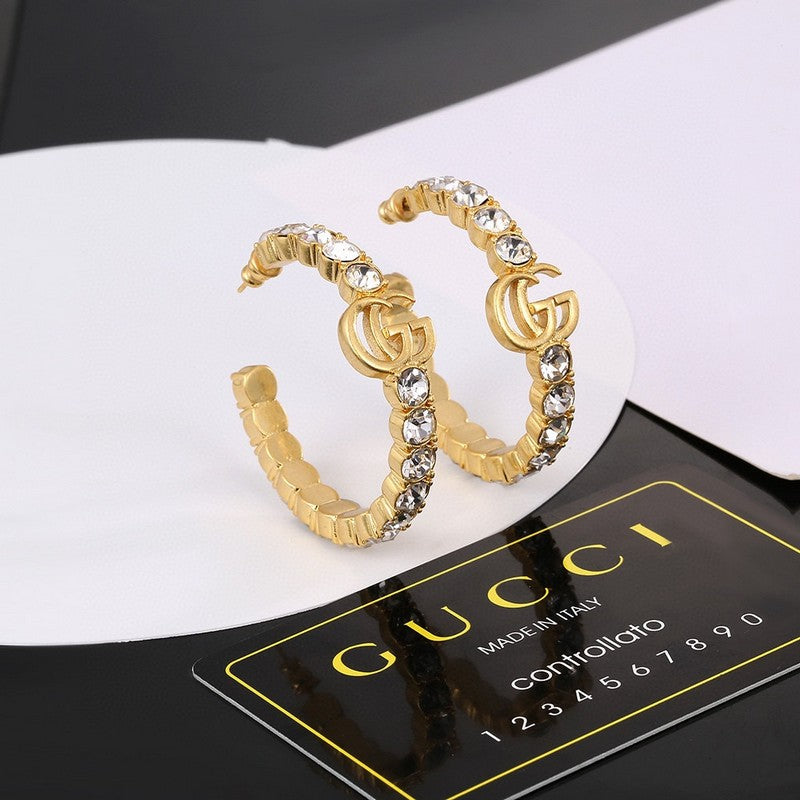 18K Double Gucci Color Crystal Earrings