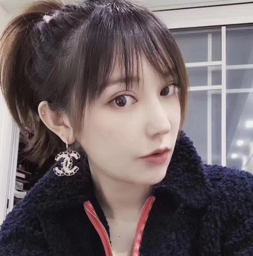 18K  Chanel Pendant Leather Earrings