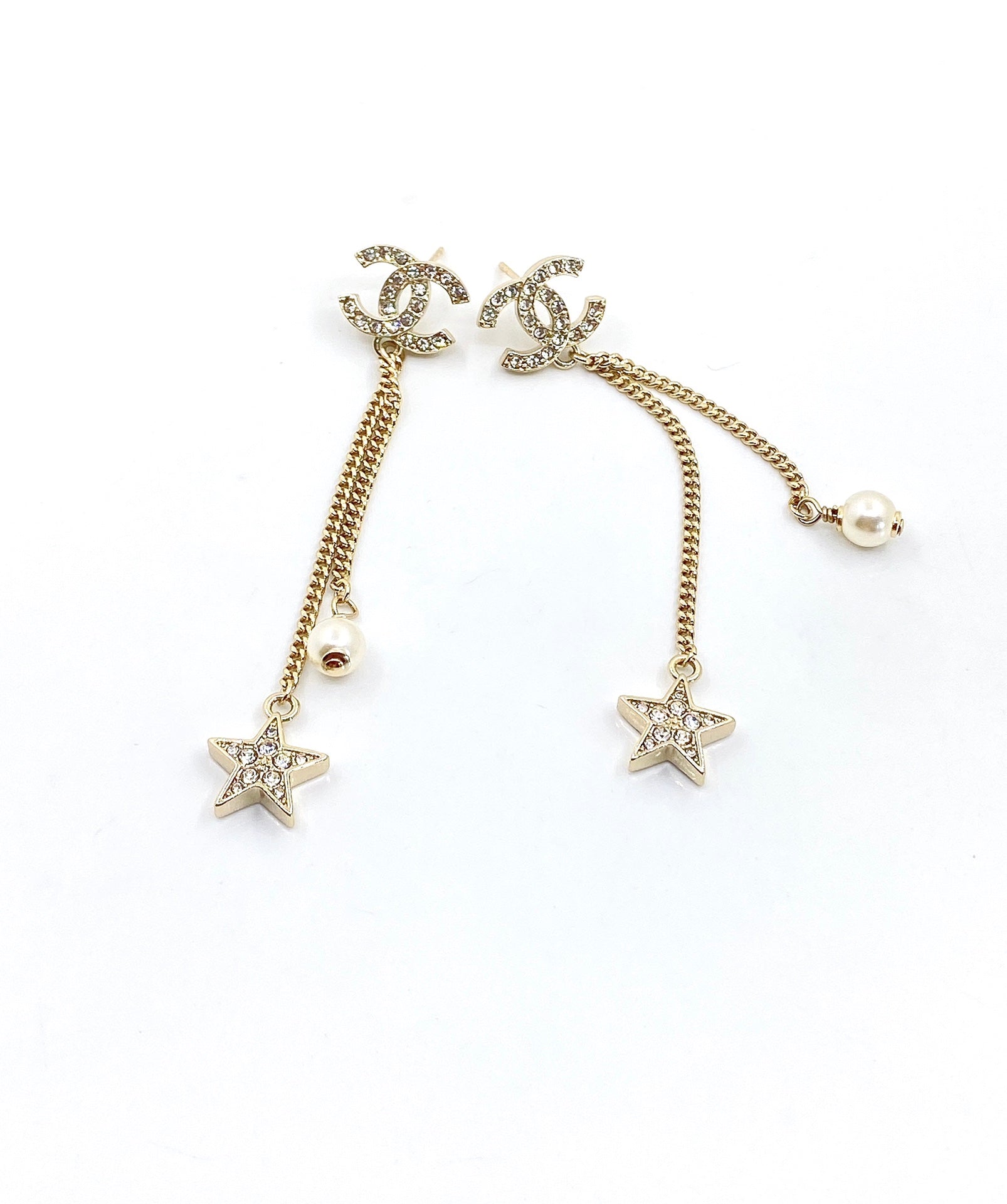 18K  Chanel Pearl & Star Earrings