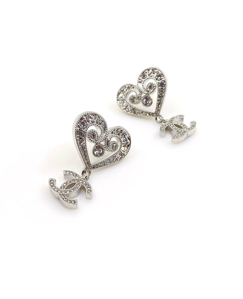 18K  Chanel Heart Diamond Earrings