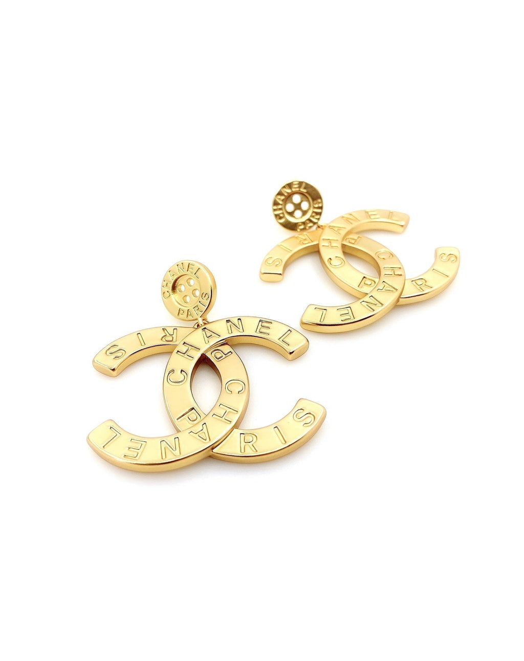 18K  Chanel Drop Pendant Earrings