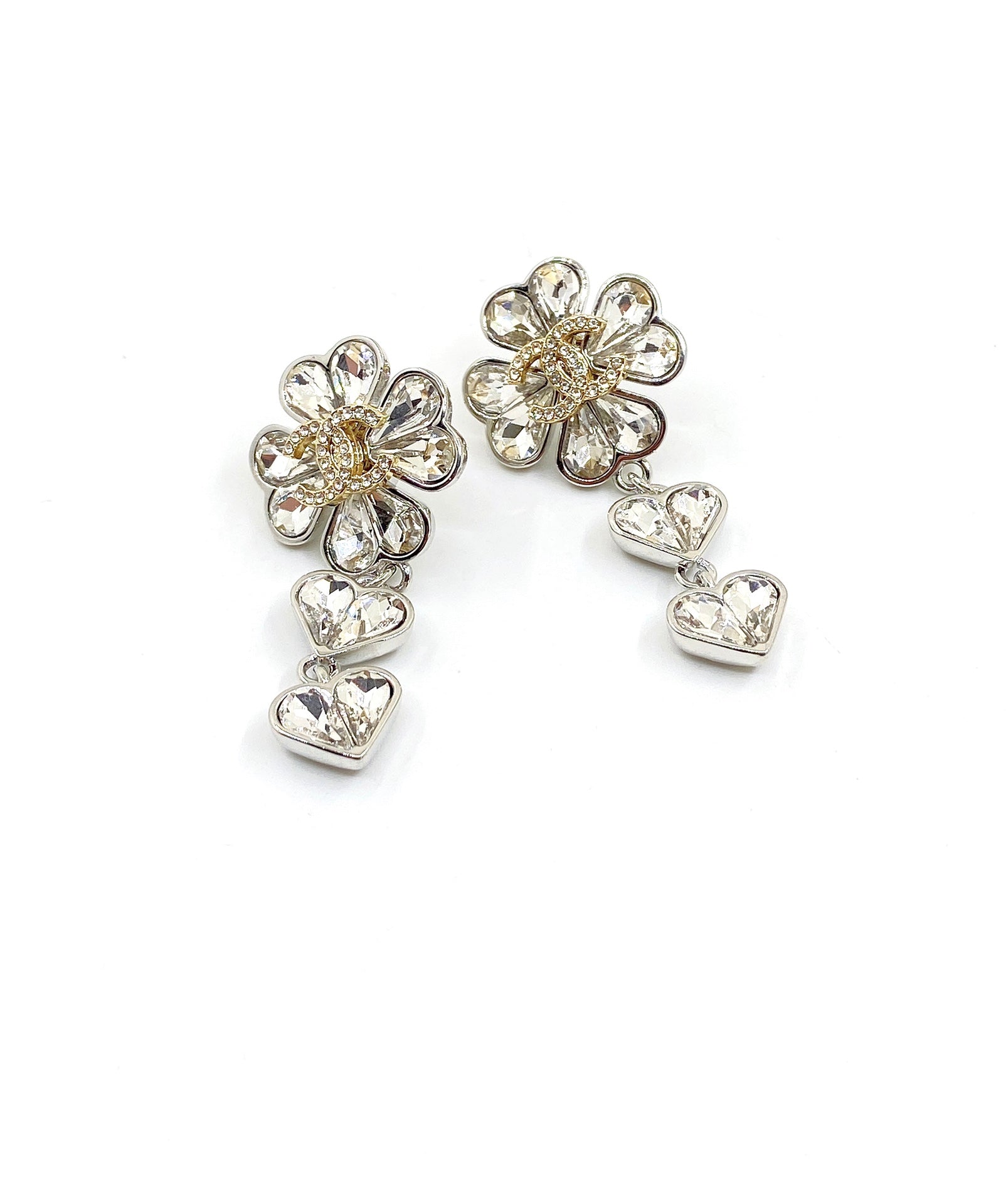18K  Chanel Crystal Flower Earrings
