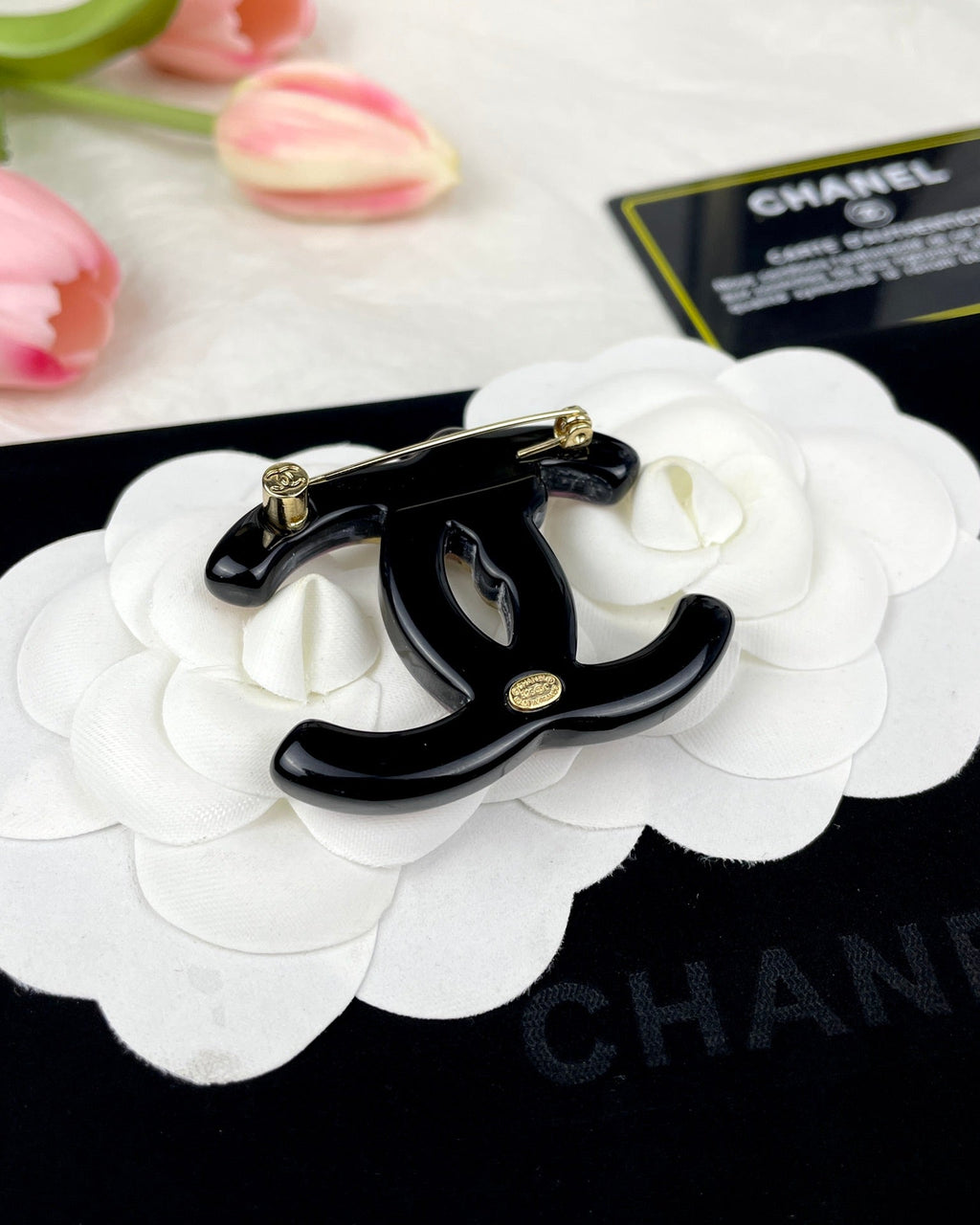 18K  Chanel Pink Resin Brooch