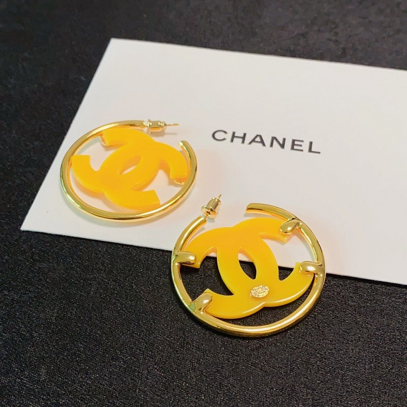 18K  Chanel Color Logo Earrings