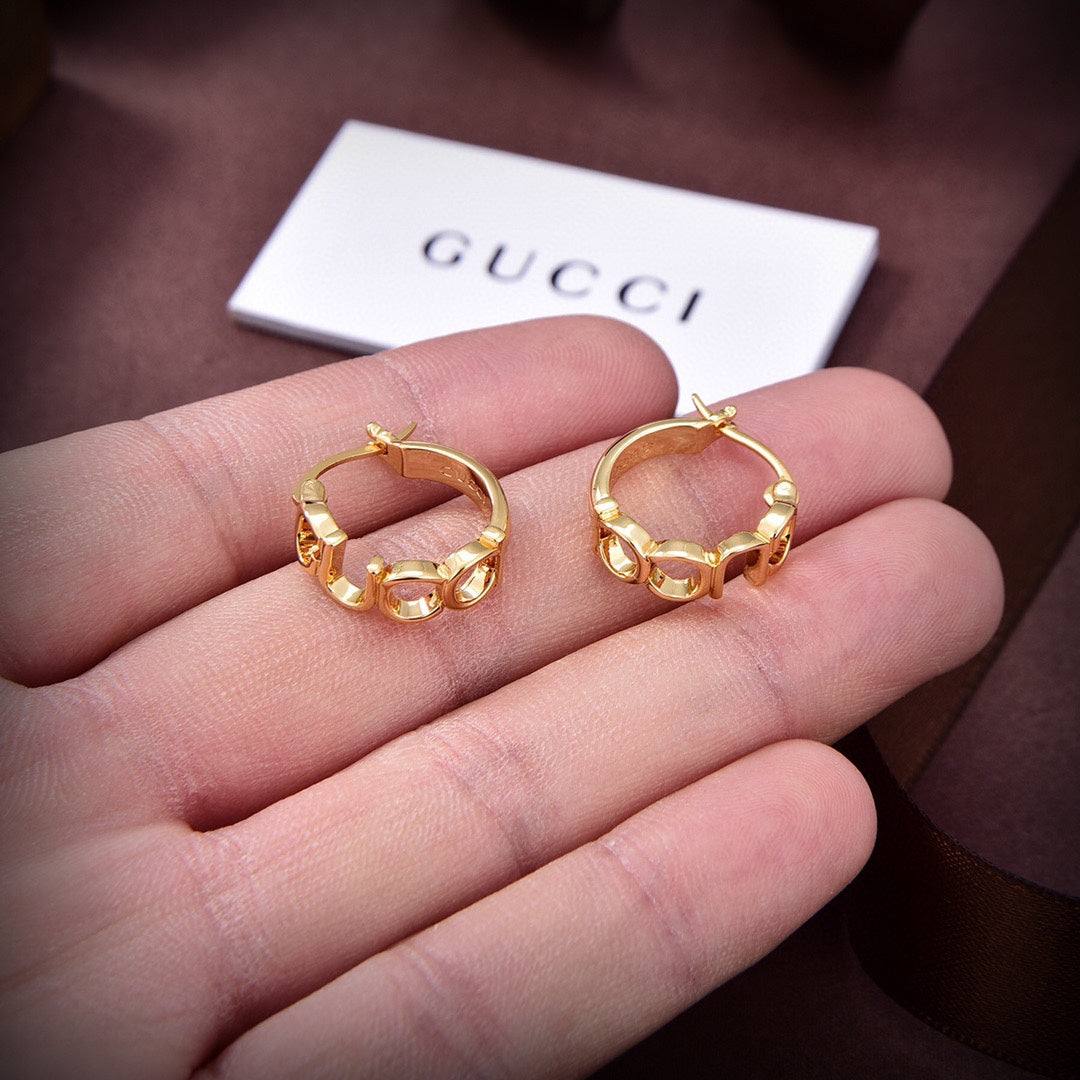 18K Double Gucci Script Earrings