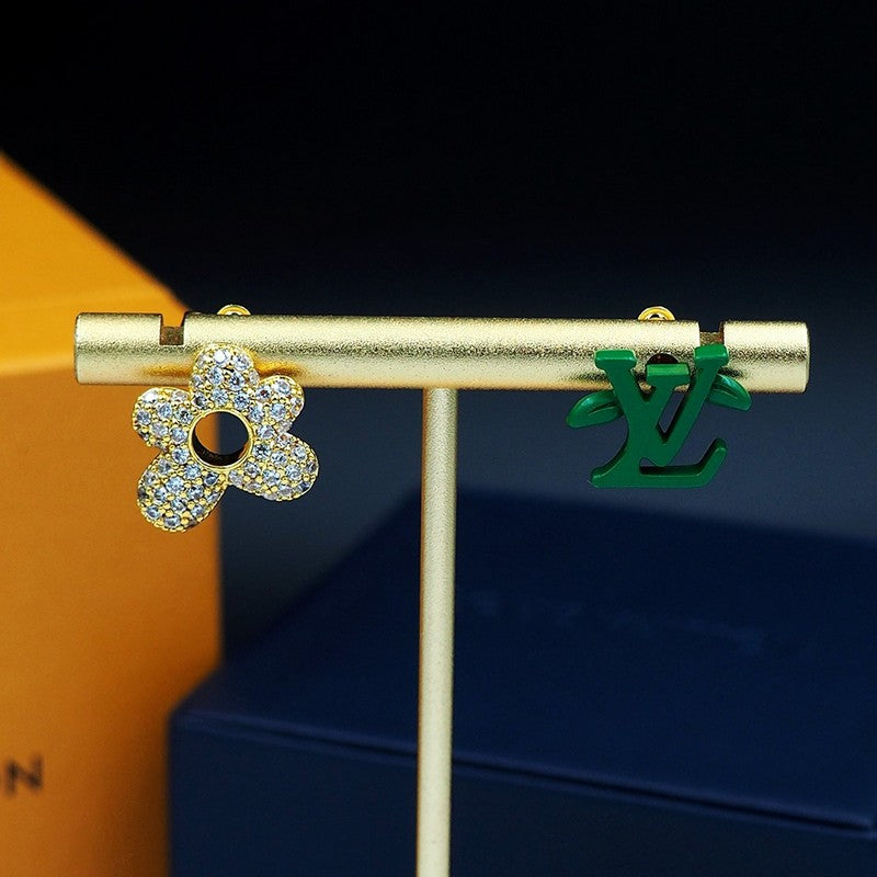 18K Louis Vuitton Blossom Green Diamond Earrings