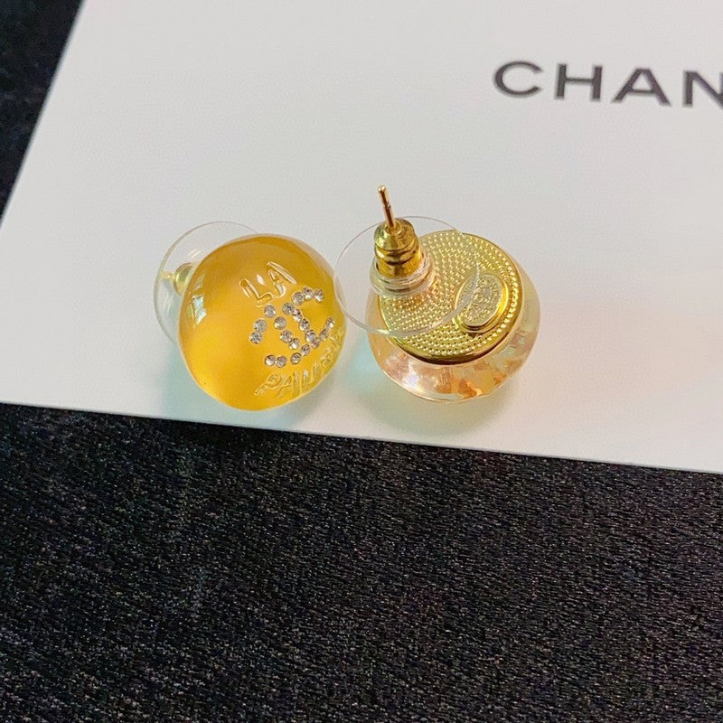 18K  Chanel Yellow Round Earrings
