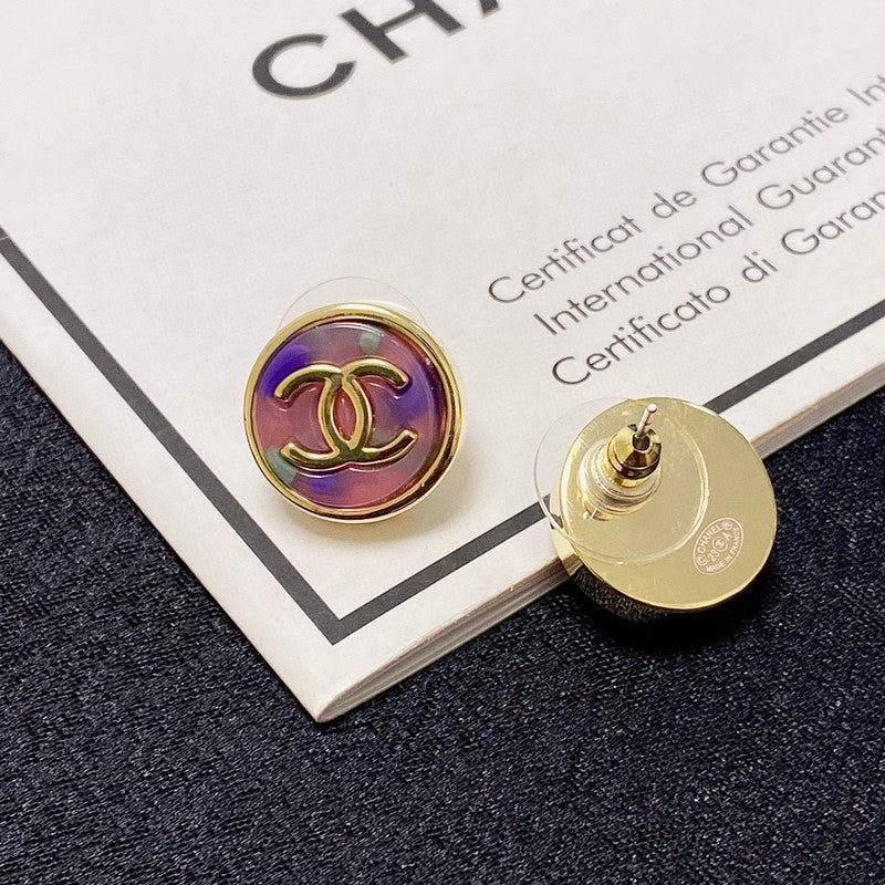 18K  Chanel Colorful Round Earrings