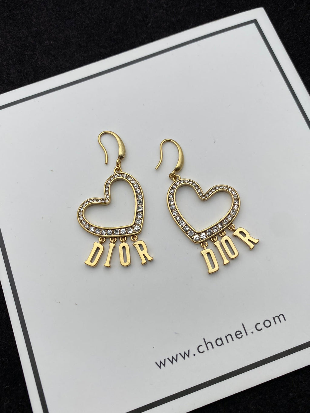 18K Dior Heart Crystal Earrings