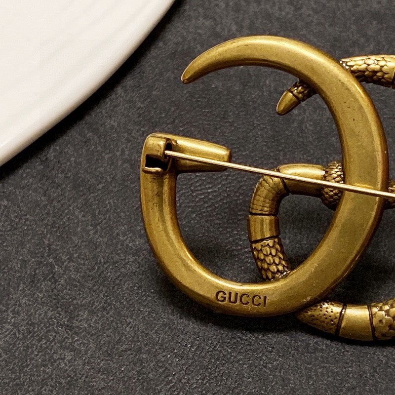 18K Double Gucci Snake Brooch