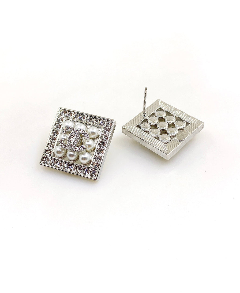 18K  Chanel Square Diamond Earrings