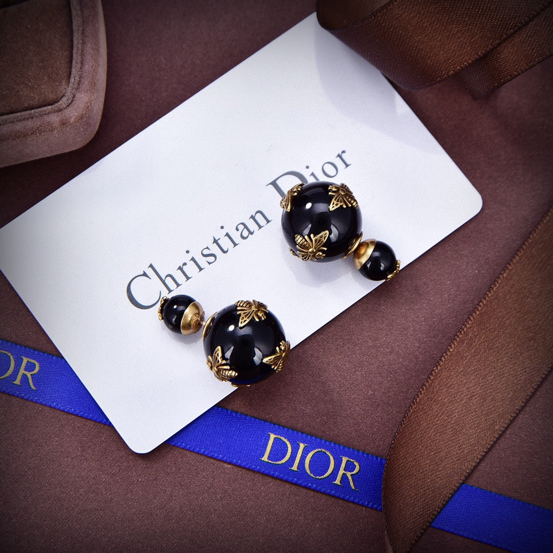 18K Dior Tribales Black Earrings
