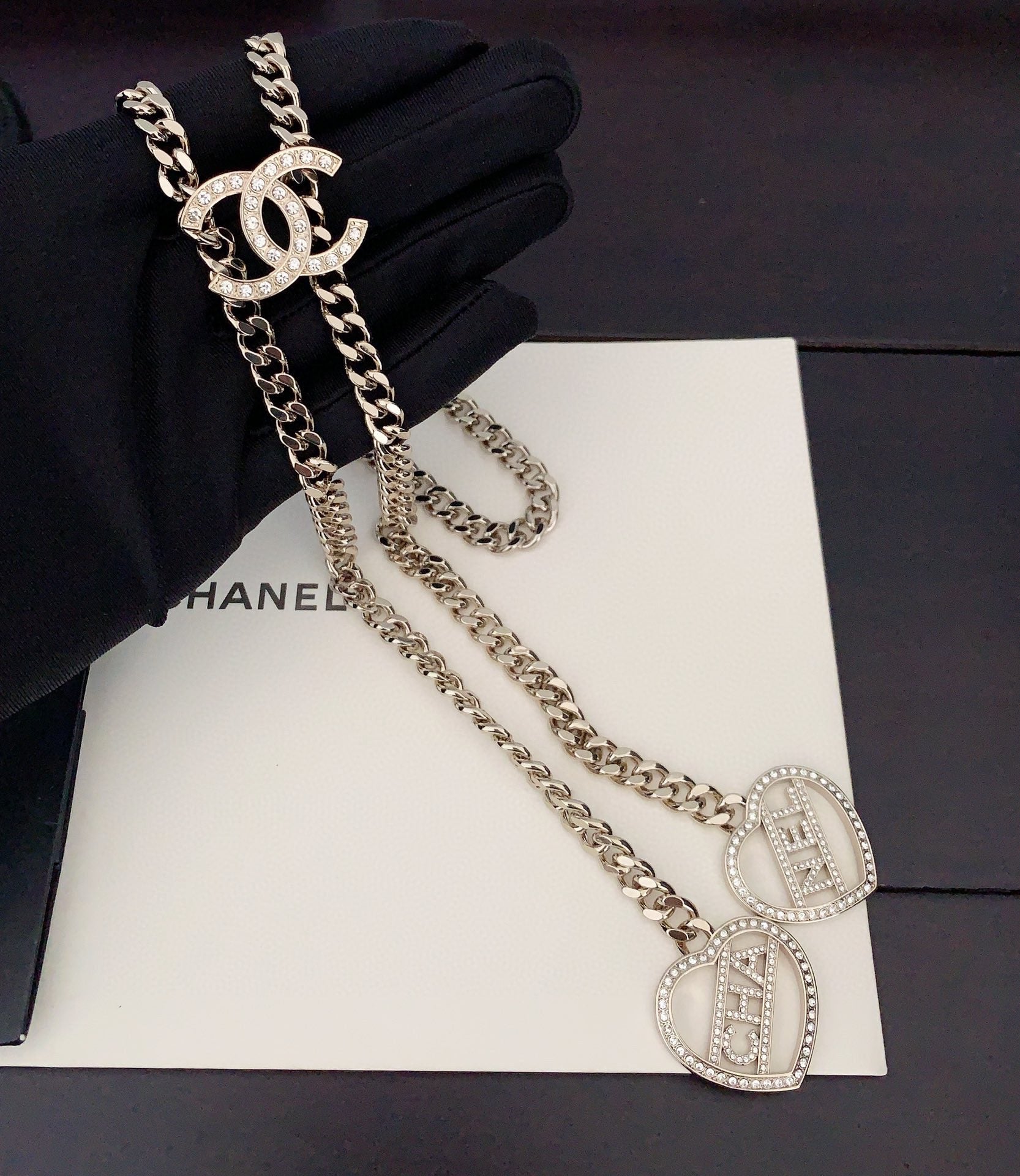 18K  Chanel Heart Chain Necklace