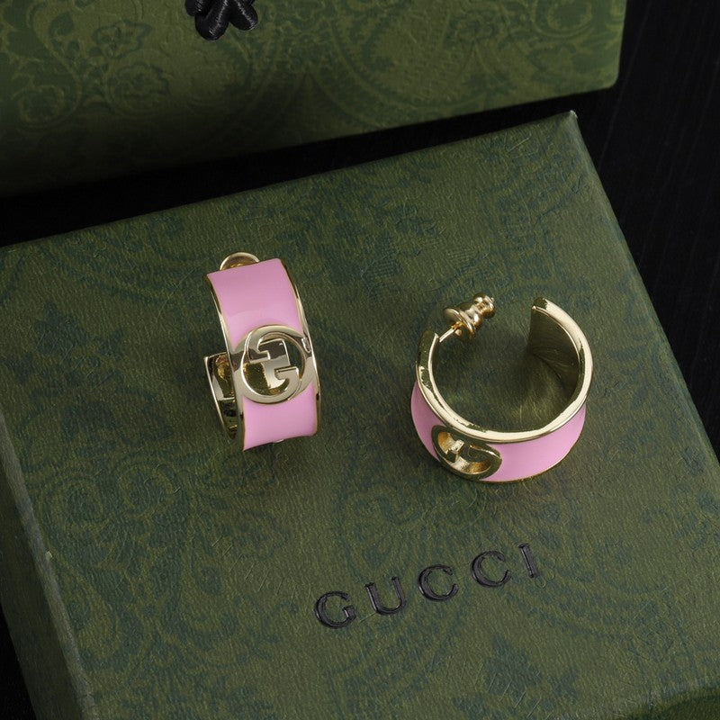 18K Double Gucci Color Enamel Earrings