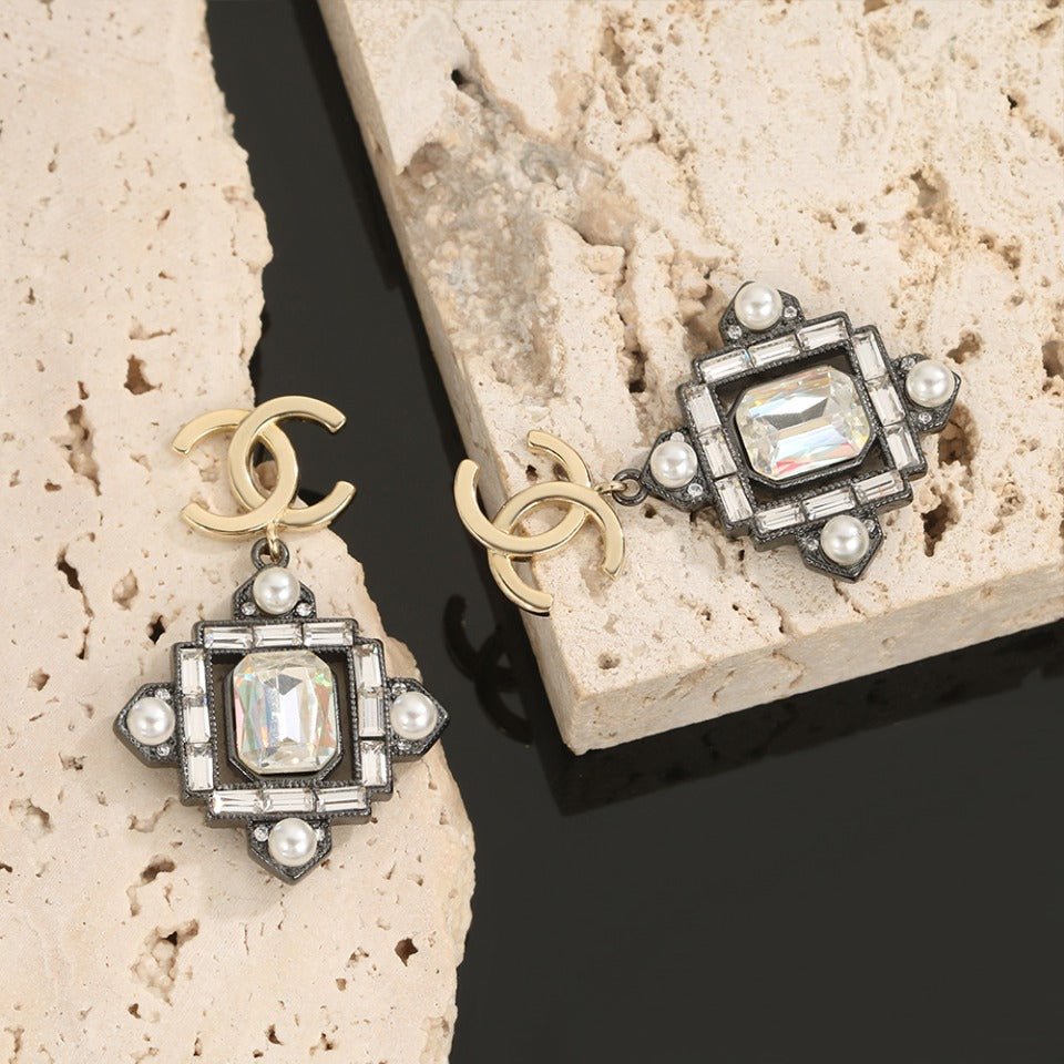 18K  Chanel Crystal Earrings